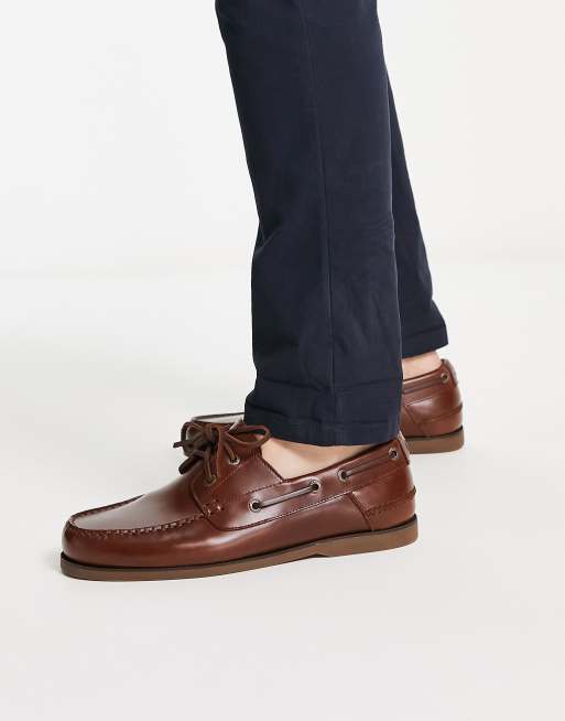 Tommy Hilfiger leather boat shoe in brown ASOS