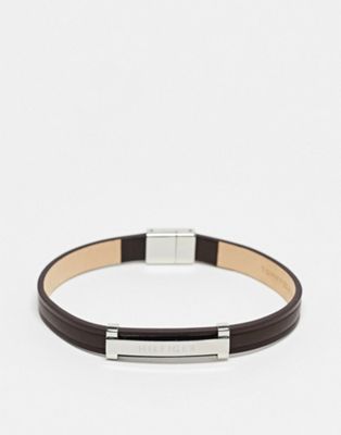 Tommy Hilfiger leather bracelet in brown - ASOS Price Checker