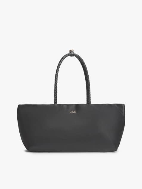 Tommy Hilfiger Leather braided handle tote bag in black - view 1
