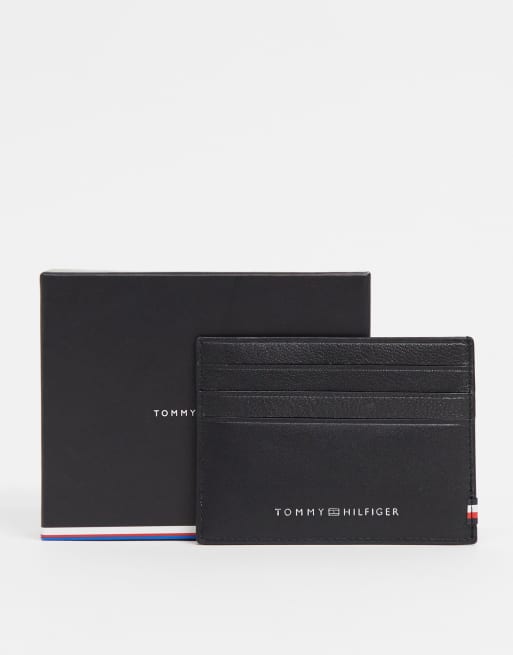 Tommy Hilfiger leather card holder with logo in black ASOS