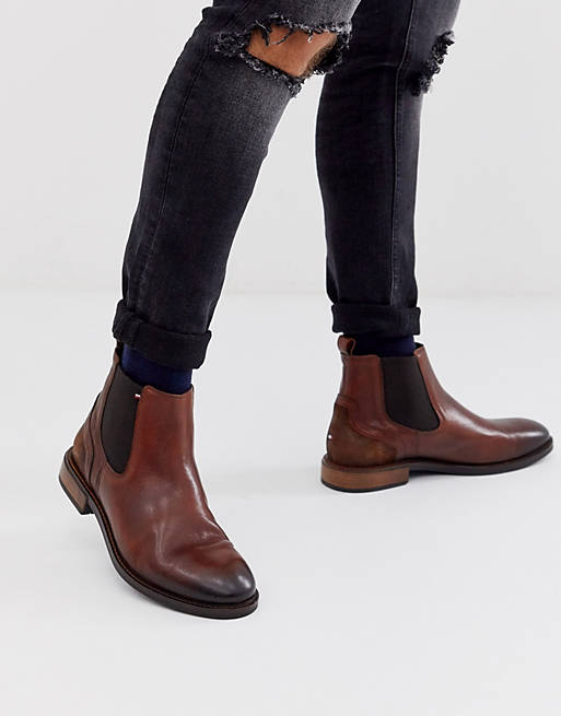 instant levering Necklet Tommy Hilfiger leather chelsea boot in brown | ASOS