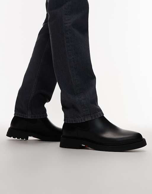 Tommy Hilfiger leather comfort chelsea boots in black