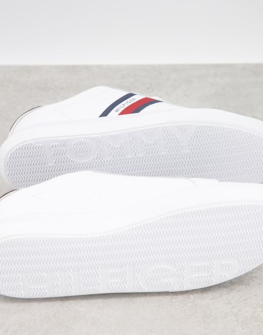 Tommy Hilfiger leather cupsole sneakers with side logo stripe in white, 4 of 4
