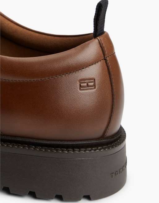 Tommy Hilfiger Leather debossed flag derby shoes in dark brown, 6 of 7
