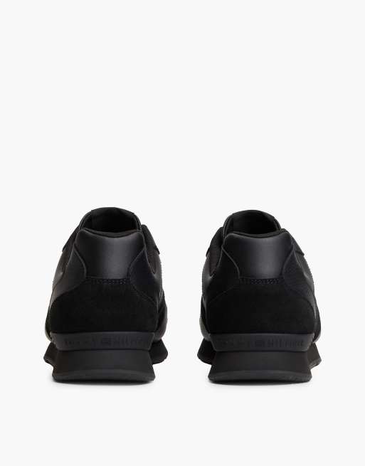 Tommy Hilfiger Leather embossed logo trainers in black, 4 of 7