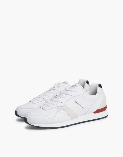 Tommy Hilfiger Leather embossed logo trainers in rwb, 2 of 7