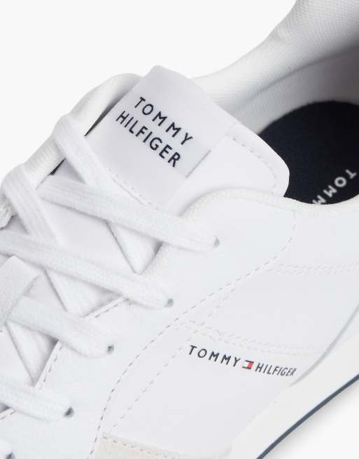Tommy Hilfiger Leather embossed logo trainers in rwb, 6 of 7