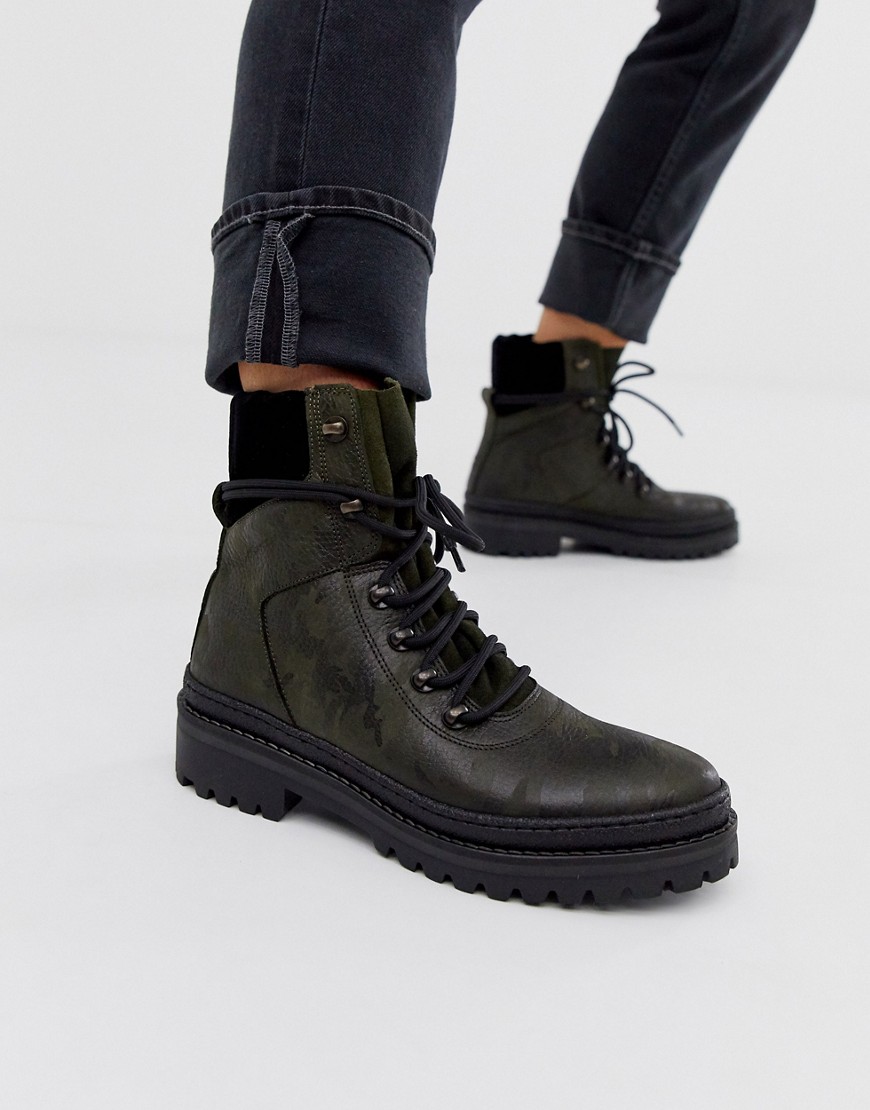 Tommy Hilfiger leather hiker lace up boots-Green