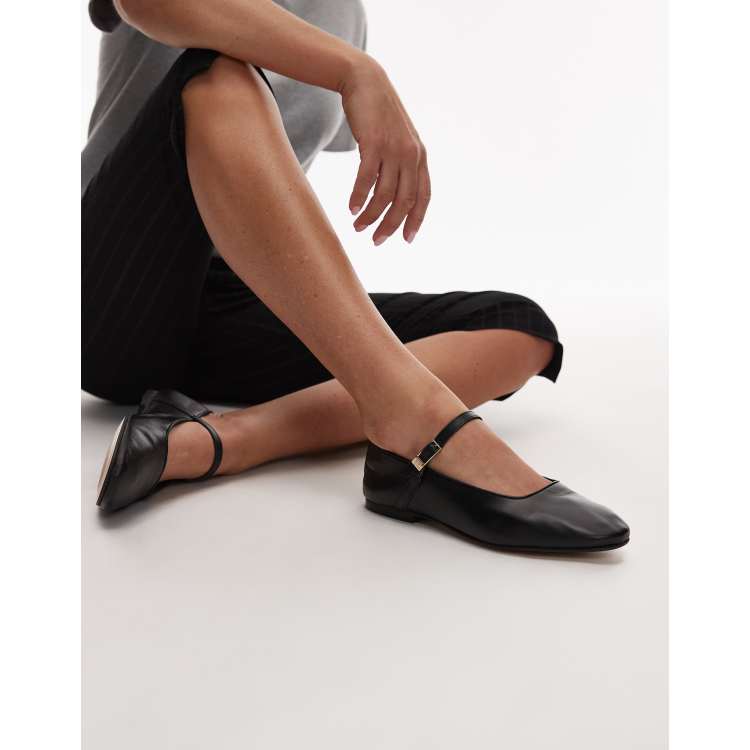 Tommy Hilfiger leather Mary Jane ballerina shoes in black ASOS