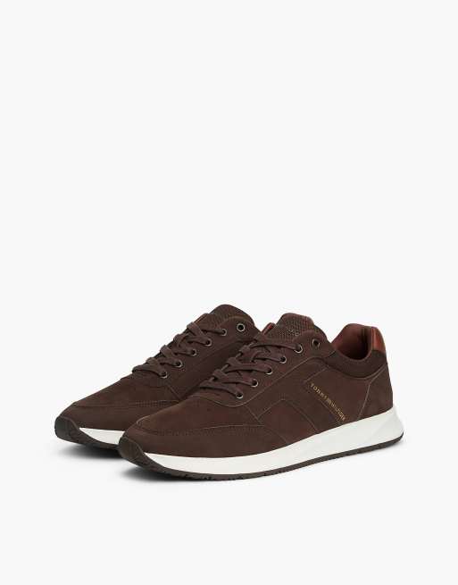 Tommy Hilfiger Leather metallic logo trainers in cocoa, 2 of 7
