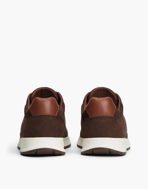 Tommy Hilfiger Leather metallic logo trainers in cocoa, 4 of 7