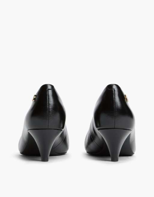 Tommy Hilfiger Leather pointed toe kitten heels in black, 4 of 7