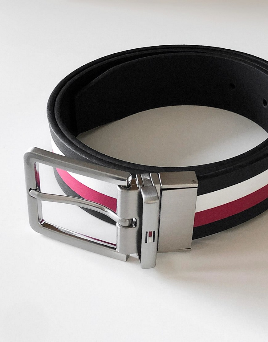 Tommy Hilfiger leather reversible belt in black/tan with small logo