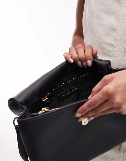 Tommy Hilfiger leather shoulder bag in black ASOS