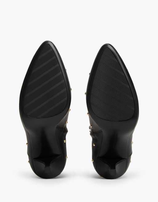 Tommy Hilfiger Leather studded stiletto heel ankle boots in black, 5 of 7