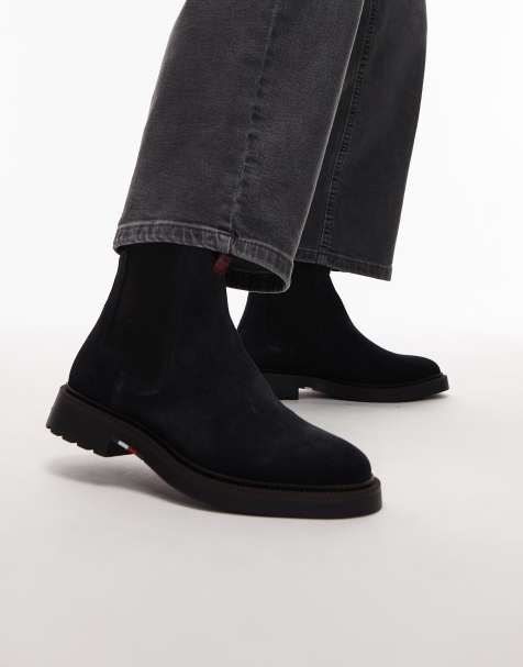 Tommy Hilfiger leather suede comfort chelsea boot in navy - view 1