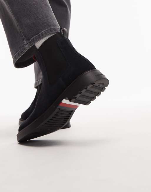 Tommy Hilfiger leather suede comfort chelsea boot in navy, 3 of 4