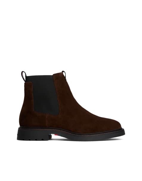 Tommy Hilfiger leather suede comfort chelsea boots in brown - view 1