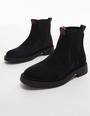 Tommy Hilfiger Leather Suede Comfort Chelsea Boots In Blue