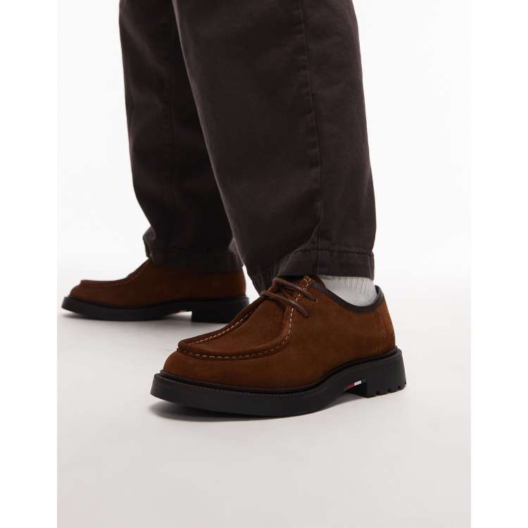 tommy hilfiger brown dress shoes leather suede comfort derby in Women's Casual Sleeveless Square Color:other color from color chart fit_cat:half-down Memory foam cushioned insole