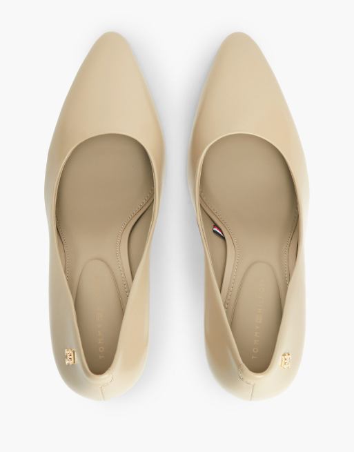 Tommy Hilfiger Leather th monogram high heels in beige, 3 of 7