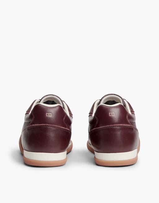 Tommy Hilfiger Leather vintage low profile trainers in oxblood, 4 of 7