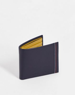Tommy Hilfiger leather wallet in navy with stripe