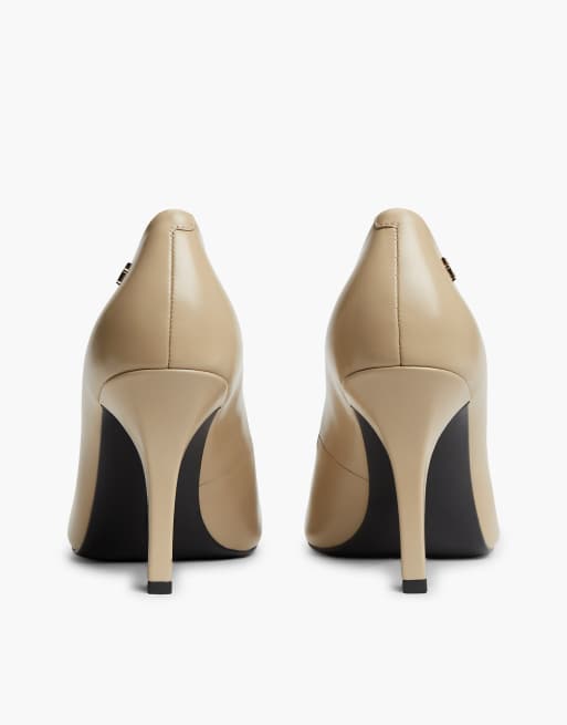 Tommy Hilfiger Leder-High-Heels mit Monogramm in Beige, 4 von 7