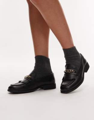 Tommy Hilfiger - Leder-Loafer in Schwarz mit Kettendetail