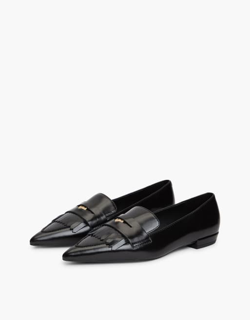 Tommy Hilfiger Leder-Pennyloafer mit spitzer Zehenpartie in Schwarz, 2 von 7
