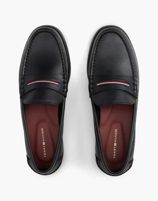 Tommy Hilfiger Leder-Pennyloafers mit Global Stripe in Schwarz, 3 von 7