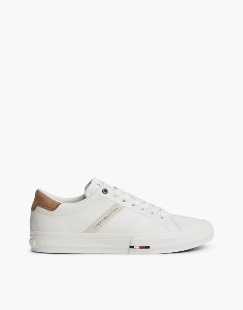Tommy Hilfiger Leder-Sneaker mit Logo und kontrastierender Ferse in Ecru/Vintage Camel - view 1