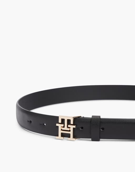 Tommy Hilfiger Ledergürtel mit TH-Monogramm-Plakette und Schnalle in Schwarz, 3 von 5