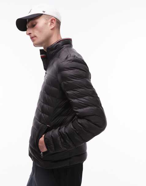 Tommy Hilfiger – Leichte, verstaubare Steppjacke in Schwarz mit Flag-Logo - view 1