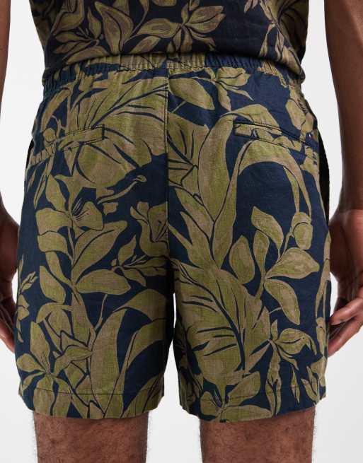 Tommy Hilfiger – Leinen-Shorts in Marineblau mit Blumenprint, Kombiteil, 4 von 5