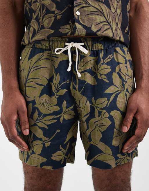 Tommy Hilfiger – Leinen-Shorts in Marineblau mit Blumenprint, Kombiteil, 5 von 5