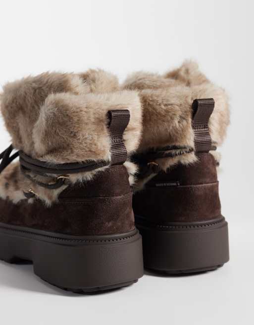 Tommy Hilfiger Lenie bottes de neige à lacets avec fausse fourrure marron, 4 de 4