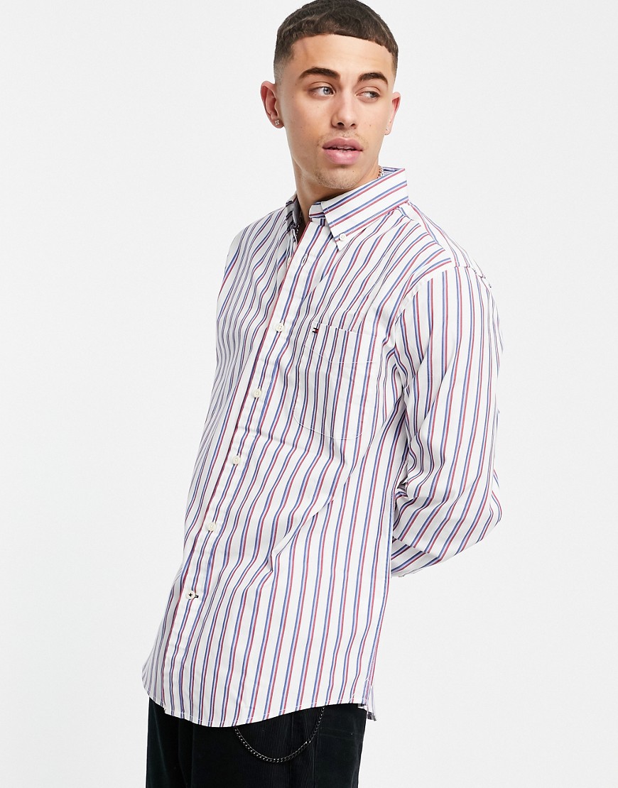 Tommy Hilfiger lenny stripe classic fit long sleeve shirt-White