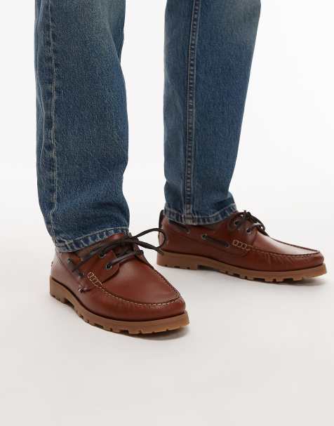 Tommy Hilfiger - Leren bootschoenen in bruin - view 1