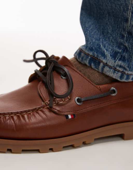 Tommy Hilfiger - Leren bootschoenen in bruin, 3 van 4