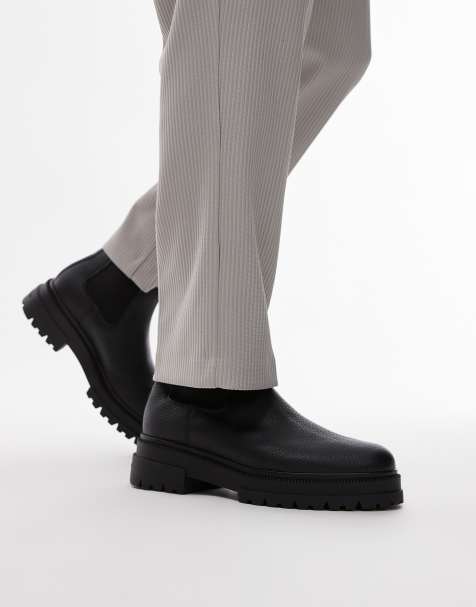 Tommy Hilfiger - Leren Chelsea boots met dikke zool in zwart - view 1