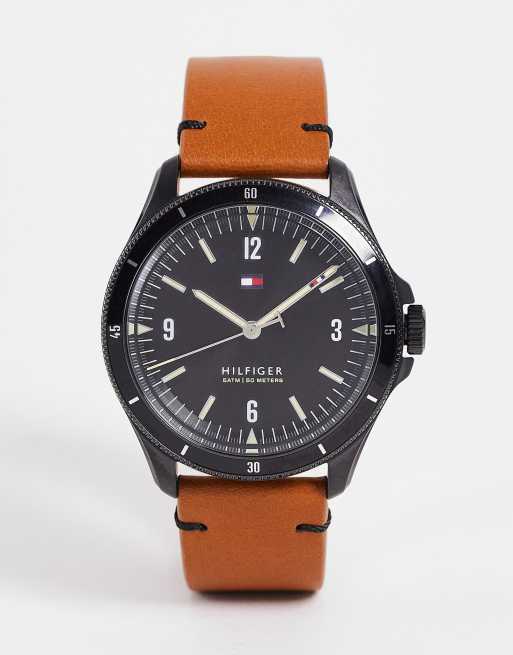 Tommy Hilfiger - Leren herenhorloge in bruin 1791906