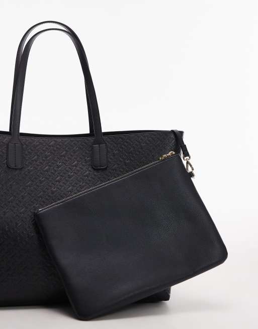 Tommy Hilfiger - Leren tote tas met icoonlogo in zwart, 3 van 4