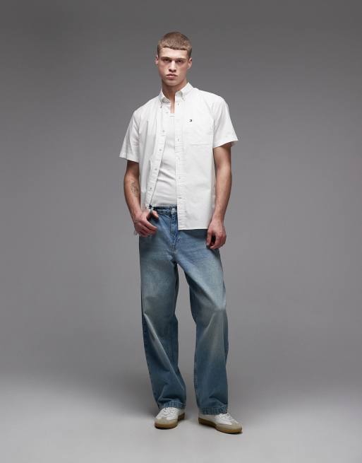 Tommy Hilfiger light oxford short sleeve shirt in white, 2 of 5