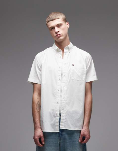 Tommy Hilfiger light short sleeve oxford shirt in white - view 1