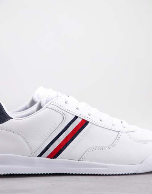 Tommy Hilfiger lightweight leather sneakers with side flag logo in white