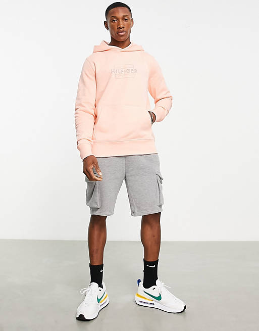 Tommy Hilfiger linear flag logo hoodie in pink | ASOS
