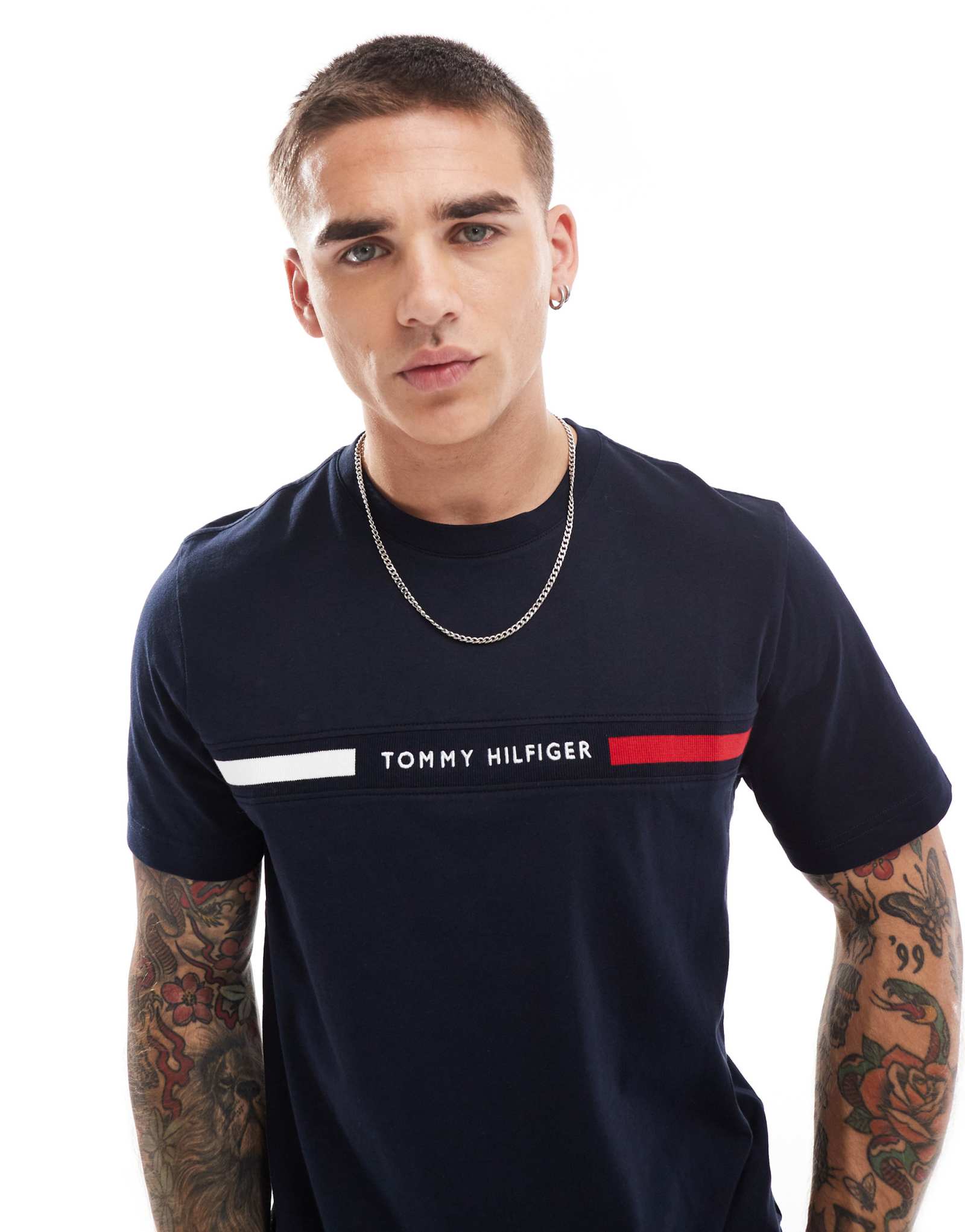 Футболка с линейным флагом Tommy Hilfiger темно-синего цвета