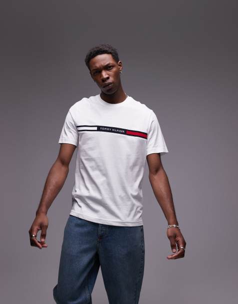 Tommy Hilfiger linear flag t-shirt in white - view 1