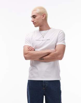 Tommy Hilfiger Linear Logo T-shirt In White